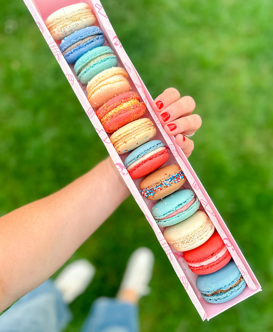 1 Dz Red, White, and Blue Macarons