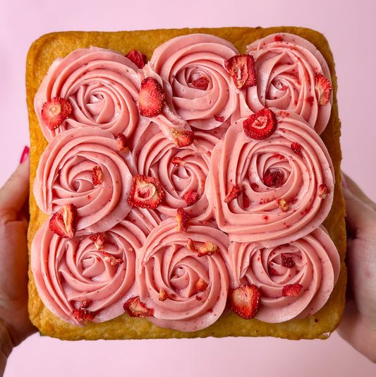 Vanilla Strawberry Snack Cake