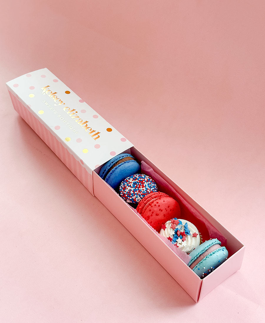 1 Dz Red, White, and Blue Macarons