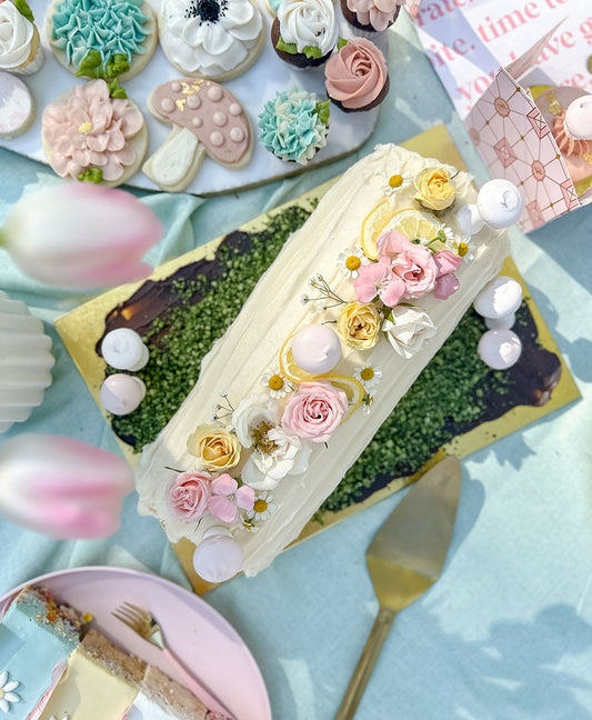 Raspberry Lemon Spring Log Cake